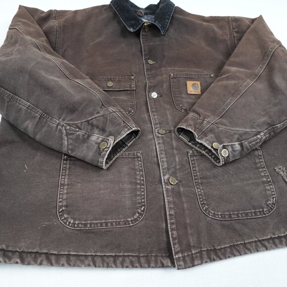 Y2K Carhartt Blanket Lined Cotton Duck Chore Jacket Men's 2XL Canvas CO2 DKB - Picture 6 of 11